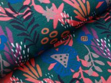 Jersey Viskose Swafing Boho Bravo by Jolijou - Blumen und Gräser - tannengrün