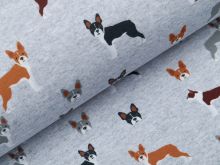 Sweat French Terry Digitaldruck - Hunde - meliert helles grau