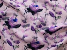 Webware Viskose Leinen - Aquarell Blumen  - rosa - lila