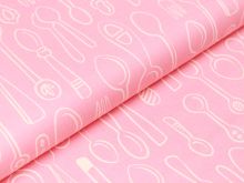 Webware Baumwolle Organic  Pigmentdruck by Hamburger Liebe In my Kitchen - Besteck  - rosa