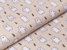 Französische Webware Baumwolle - Bären - beige
