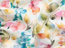 Leinen mit 10 % Baumwolle - Aquarell Blätter - grün