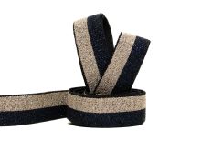 Glitzer Gummiband 15 mm - marine - gold