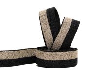 Glitzer Gummiband 15 mm - schwarz - gold
