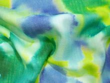 Webware Viskose Leinen - Watercolour  - blau