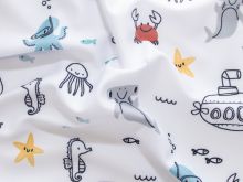 Swimwear Jersey Badestoff UV Protection UPF 50 Meerestiere - weiß