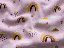 Jacquard Strickstoff - Regenbögen und Wolken - altrosa