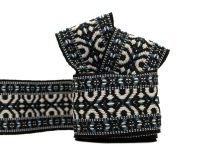 Borte mit Ethno Muster ca. 47 mm - schwarz - weiß - blau