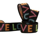 Gurtband 25 mm - LOVE - schwarz
