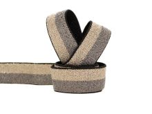 Glitzer Gummiband 15 mm - grau - gold