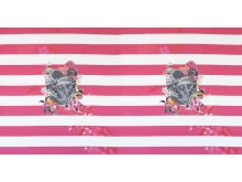 Jersey Viskose PANEL ca. 150cm x 85cm - Kolibri auf Streifen - weiß