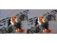 PANEL Mona ca. 160cm x 70cm - Jersey Viskose - Mohnblumen auf Hahnentritt - dunkelbraun