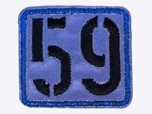 Applikation zum Aufbügeln Reflektor - reflektierende Nummer 59 – grau/blau