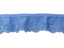 Rüsche Spitze eingefasst mit englischer Stickerei 20 mm - uni himmelblau