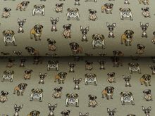 Alpenfleece Digitaldruck - freche Hundebande - taupe