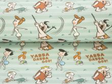 Webware Baumwolle Popeline Digitaldruck The Flinstones - Yabba-Dabba-Doo! - mint