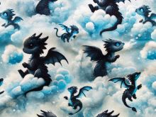Jersey Digitaldruck – Süße Drachen – hellblau