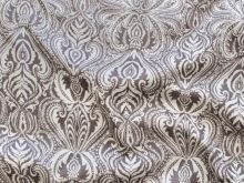 Nahaufnahme von Glänzender Jersey Viskose - Orientalische Ornamente - weiß