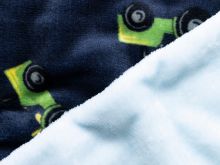Hochwertiger Cuddle Microfaser Soft Plüsch Doubleface - Traktoren - marineblau