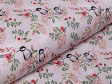 Jersey Fräulein von Julie - Vogelpärchen auf Zweigen - zartes beige