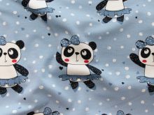Nahaufnahme von Jersey - Pandamädchen und Punkte - hellblau