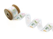Nahaufnahmen von Satinband 15mm glänzend - Ostereier - weiß