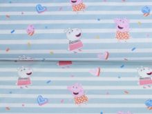 Webware Baumwolle Popeline Digitaldruck Peppa Pig -  Peppa hat Spaß - weiß