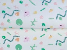 Webware Baumwolle Popeline Digitaldruck Peppa Pig -  Peppa feiert Ballonparty - weiß