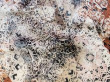 Nahaufnahme von Velours Digitaldruck - Mandala - weiß - karamell