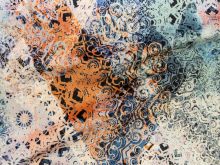 Nahaufnahme von Velours Digitaldruck - Mandala - blau