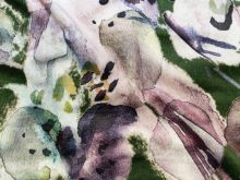 Nahaufnahme von Velours Digitaldruck - Abstrakte Blumen - grün