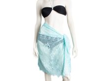 Nahaufnahme von Stoffcoupon Spitze - 75 cm x 145 cm - Strandrock - türkis