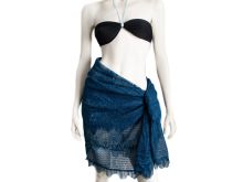 Nahaufnahme von Stoffcoupon Spitze - 110 cm x 145 cm - Strandrock - blau