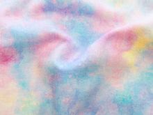 Nahaufnahme von Jersey 3D Digitaldruck - schöne Blümchen - blau - weiß