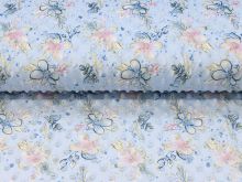 Wellnessfleece Minky mit Noppenprägung - Blumen - hellblau