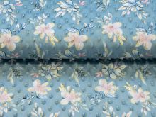 Wellnessfleece Minky mit Noppenprägung - Blumen - petrol