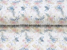 Wellnessfleece Minky mit Noppenprägung - Blumen - weiß