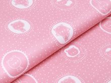 Webware Baumwolle Popeline - Babytiere im Kreis - altrosa