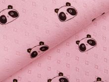 Jersey Baumwolle-Feinstrick - Pointoille Lochmuster - Pandas - altrosa