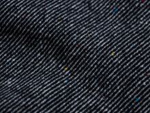 Jacquard Wollmix - Konfettipunkte auf diagonalen Streifen - schwarz/weiß