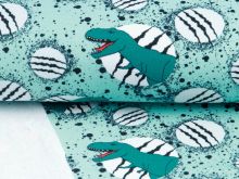 Sweat French Terry Digitaldruck - gruselige Dinos und Kratzspuren - minze
