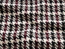 Jacquard Wollmix - Mantelstoff Hahnentritt - ecru-schwarz-oliv-bordeaux