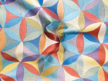 Nahaufnahme von Jacquard 3D Struktur - Geometrisches Muster - rot - blau