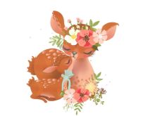 Transfer-Applikation zum Aufbügeln ca. 15,0 cm x 15,0 cm - Rehmutter mit Kitz