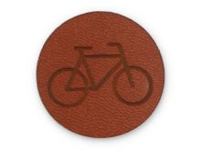 Applikation/Label aus ökologischem Kunstleder ca. 35mm - Fahrrad - hellbraun