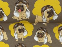 Sweat French Terry Eigenproduktion KDS - Pippin the Pug - braun