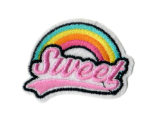 Stick-Applikation zum Aufbügeln ca. 5,0 cm x 3,5 cm - süßer Regenbogen - bunt