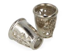 2 Kordelenden - 12 x 10 mm - für Kordeln mit max. 4 mm Durchmesser - silberfarben
