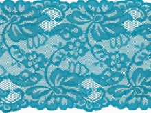 Elastische Spitze 150 mm - Blumen - türkis