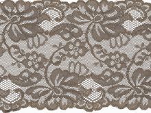 Elastische Spitze 150 mm - Blumen - taupe